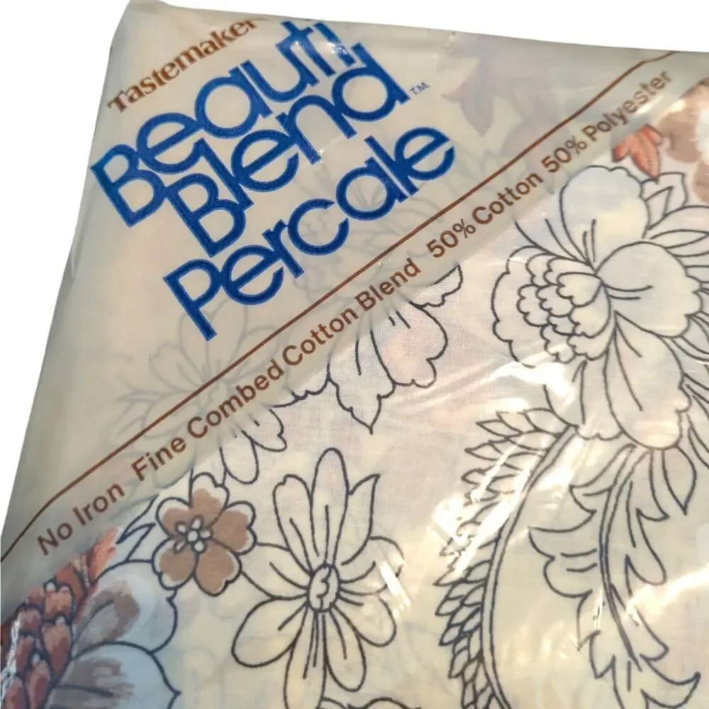 TASTEMAKER Vintage 1970s Floral Percale Victorian Bouquet Twin Fitted Sheet NEW